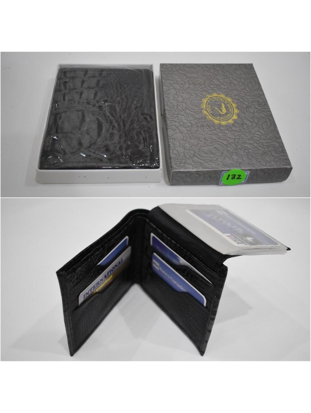 Andrue Handmade Italian Leather Crocodile Pressed Men Male Bifold Wallet 132